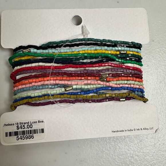 NWT Ink + Alloy Chelsea 18 Strand Luxe Multicolor Beaded Stretch Bracelets - Picture 3 of 5